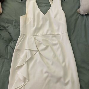 Adrianna Papell Ivory Sleeveless Ruffle Mini Dress